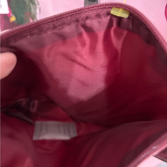 Clinique Pink Floral Tote with Burgundy Handles and Makeup Bag NWT - Picture 5 of 12